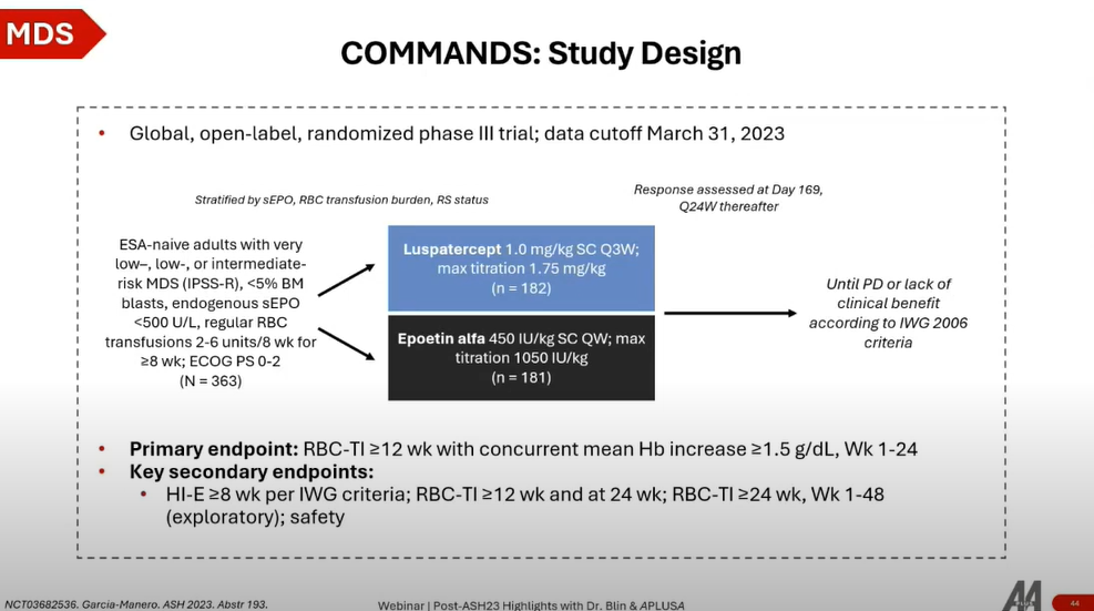 POST ASH 23 WEBINAR WITH DR. BLIN | FOCUS ON MDS SESSION